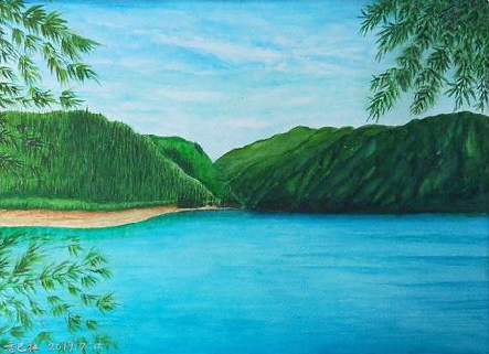 福贡在墙绘中，如何绘画绿水青山？